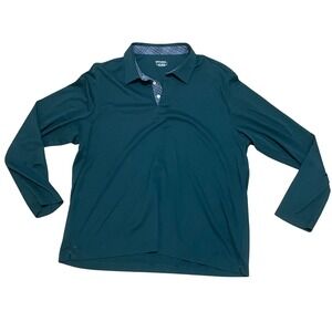 UNTUCKit Men's  XXL Forest Green Damaschino Shirt Placket Long Sleeve Polo Shirt